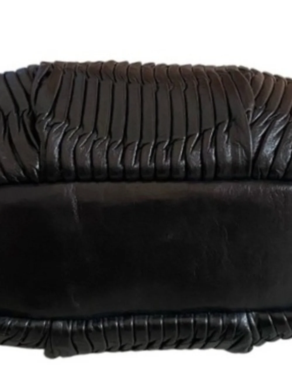 Coach Black Leather Pleated Satchel with Gold Accents